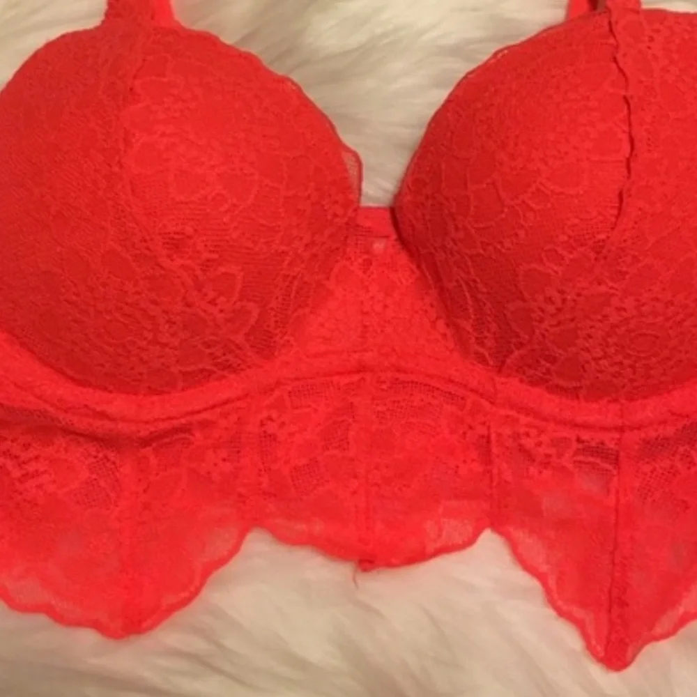 Victoria's Secret PINK Vibrant Orange Lace Push-up Bralatte